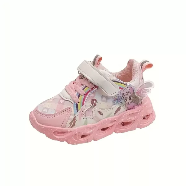 Baskets LED fille design princesse arc-en-ciel – chaussures clignotantes confortables
