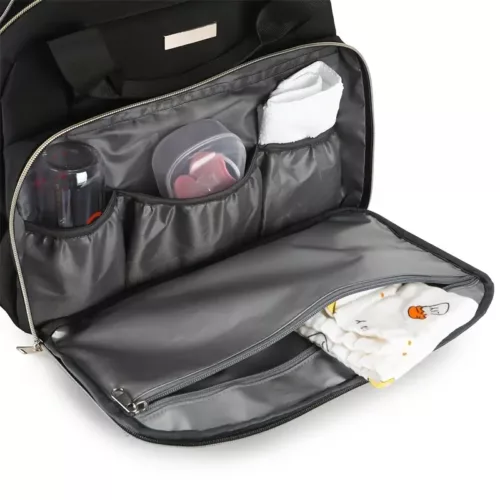 Sac à langer multifonction en tissu Oxford matelassé – rose et gris élégant