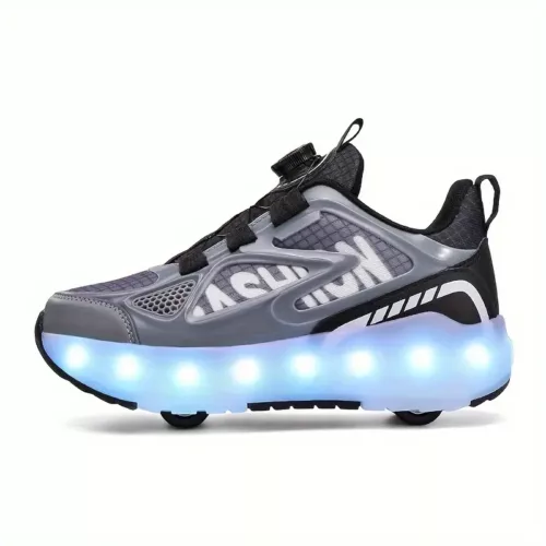 Baskets à LED enfant avec roulettes discrètes – semelle TPR et tissu respirant
