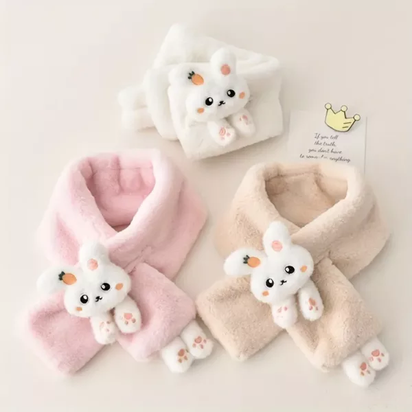 Écharpe tour de cou enfant en peluche douce – motif lapin mignon dessin animé