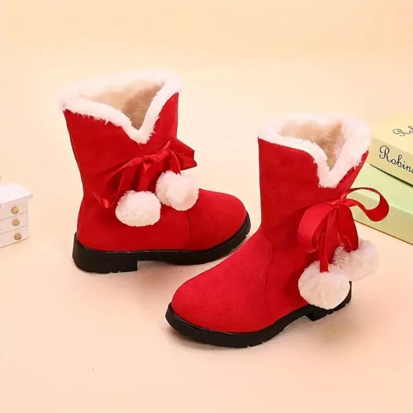 Bottes de neige fille fourrées polaire – fermeture zip, semelle PVC antidérapante