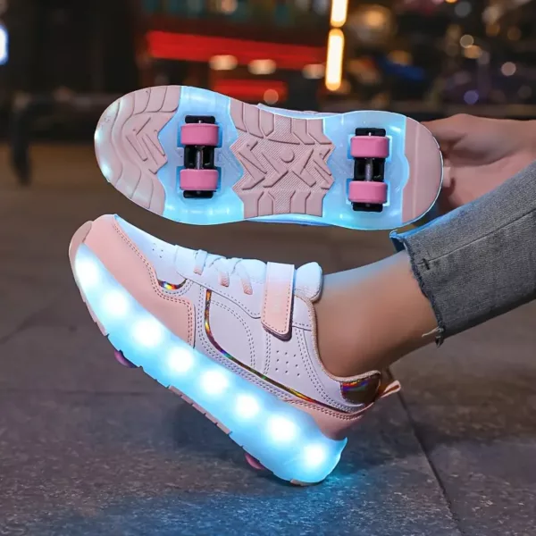 Patins à roulettes LED avec baskets respirantes – style skate pour ados