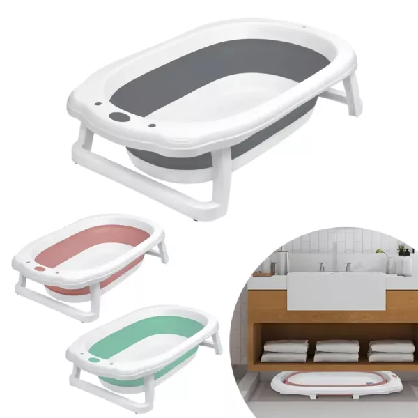 Baignoire pliable bébé ergonomique avec tapis amovible – compacte et antidérapante