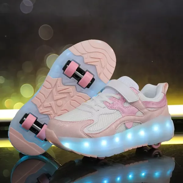 Chaussures à roulettes LED USB – baskets lumineuses rechargeables unisexe