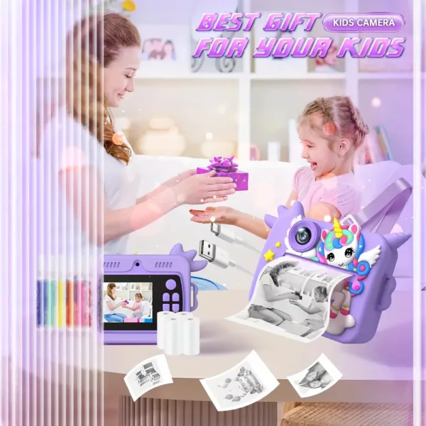 Appareil photo instantané enfant HD 1080p – caméra jouet avec impression photo