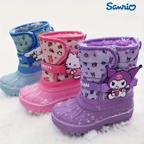 Bottes de pluie fille fourrées imperméables – hiver chaud et antidérapantes