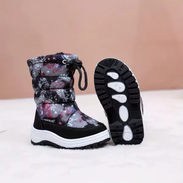 Bottes d'hiver fille avec fermeture éclair et boucle – intérieur chaud doublé