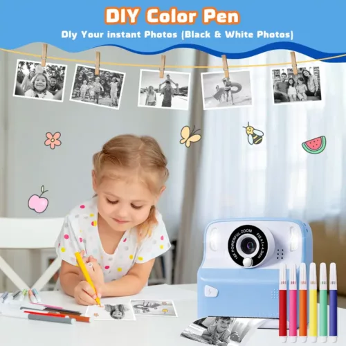 Appareil photo instantané pour enfants avec vidéo 1080P – cadeau ludique éducatif