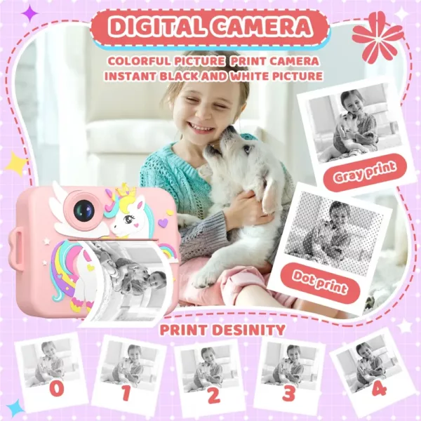Appareil photo instantané enfant 48MP – Vidéo HD, zoom 8x, design licorne amusant