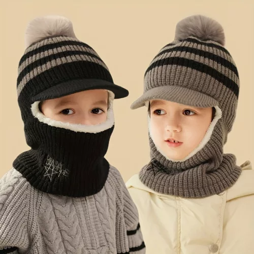 Tour de cou enfant hiver avec capuche chaude – doublé polaire et protège-oreilles