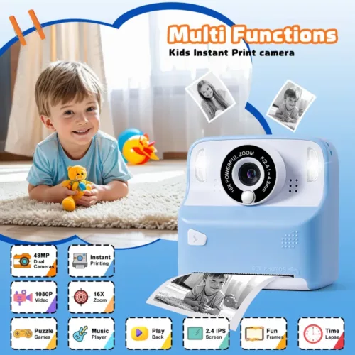 Appareil photo instantané pour enfants avec vidéo 1080P – cadeau ludique éducatif