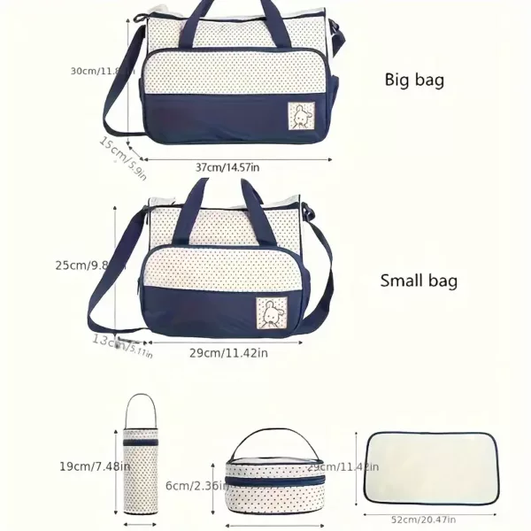 Lot de 5 sacs à langer multifonction – bandoulière pratique et grande capacité