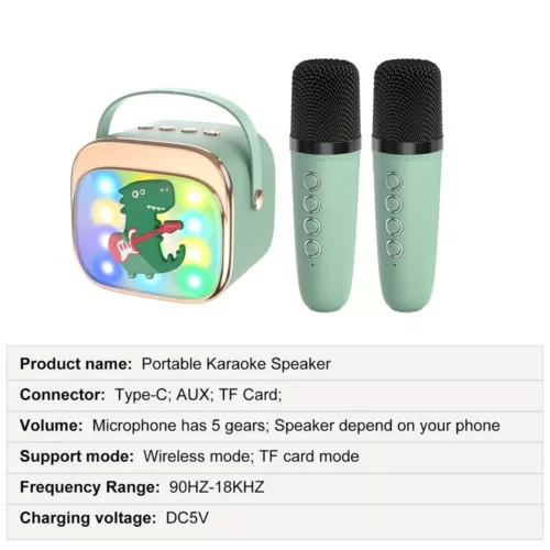 Enceinte karaoké portable sans fil avec micro et lumières LED intégrées