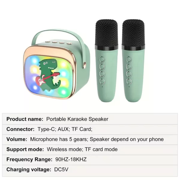 Enceinte karaoké portable sans fil avec micro et lumières LED intégrées