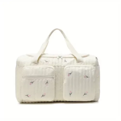 Sac à langer bandoulière en polyester brodé motif ours – pratique pour voyage