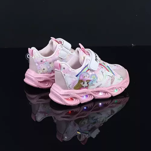 Baskets lumineuses enfant à motifs dessin animé – chaussures sport fille LED