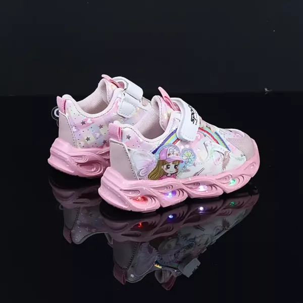 Baskets lumineuses enfant à motifs dessin animé – chaussures sport fille LED