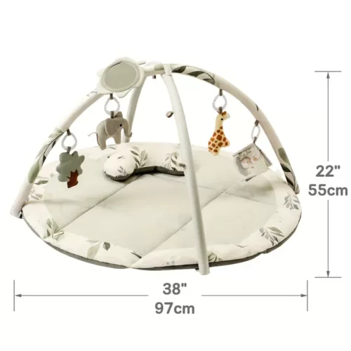 Tapis d’éveil bébé avec jouets suspendus et oreiller – usage dès la naissance