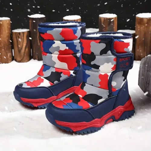 Bottes de neige enfant imperméables doublées chaud - camouflage hiver unisexe
