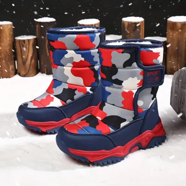 Bottes de neige enfant imperméables doublées chaud - camouflage hiver unisexe