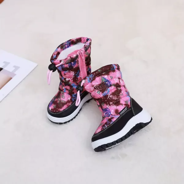 Bottes d'hiver fille avec fermeture éclair et boucle – intérieur chaud doublé