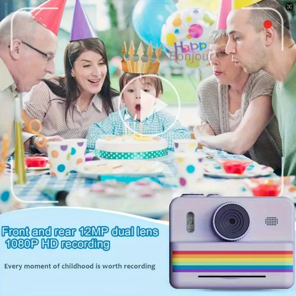 Appareil photo instantané enfant avec impression thermique et double objectif HD