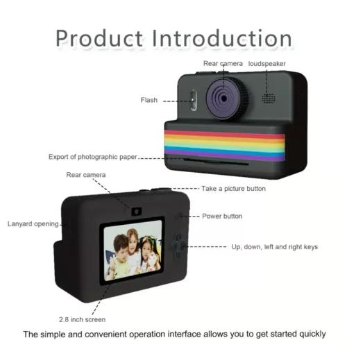 Appareil photo instantané enfant – Caméra numérique HD avec jeux intégrés