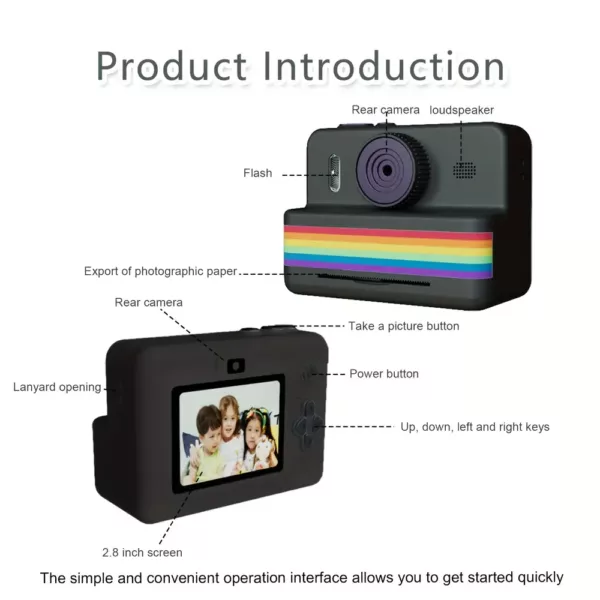 Appareil photo instantané enfant – Caméra numérique HD avec jeux intégrés