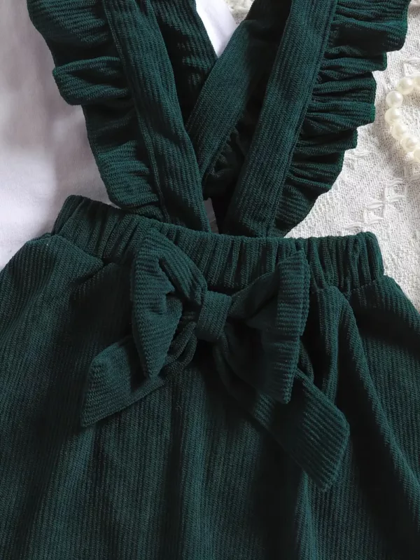 Ensemble robe bébé fille avec haut à manches longues – tenue de naissance douce