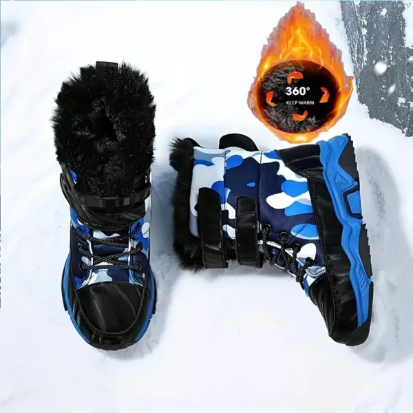 Bottes de neige garçon doublées polaire – chaussures d’hiver chaudes antidérapantes