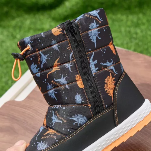 Bottes de neige enfant avec motifs dinosaure – imperméables et chaudes