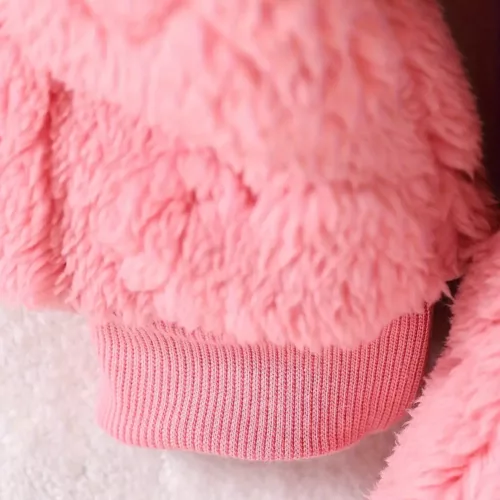 Ensemble naissance 3 pièces bébé fille – gilet et pantalon en peluche brodée