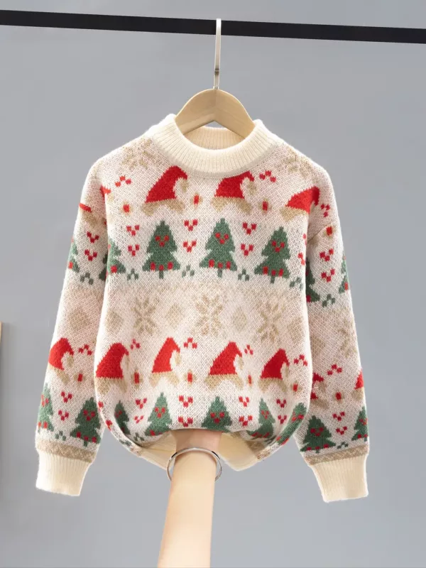 Pull de Noël enfant en tricot doux motif renne – chaud et confortable