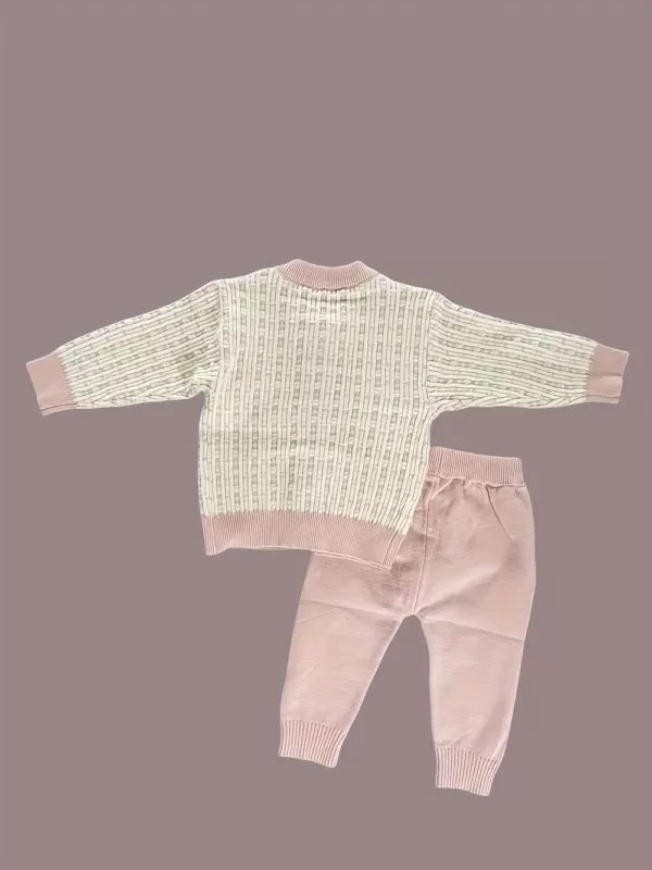 Ensemble naissance fille 3 pièces en tricot – veste, cardigan et pantalon doux