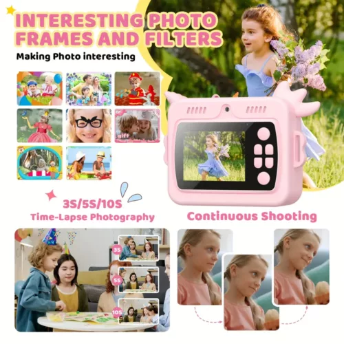 Appareil photo instantané enfant – Impression thermique rapide en 3 secondes