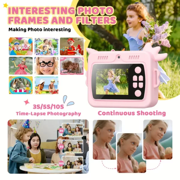 Appareil photo instantané enfant – Impression thermique rapide en 3 secondes