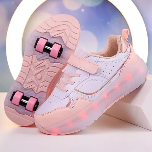 Baskets LED enfants avec roues détachables – recharge USB et mesh respirant