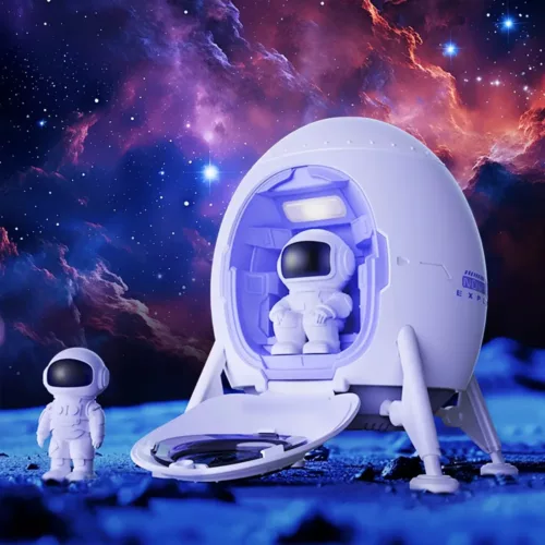 Projecteur galaxie astronaute avec base cratère – veilleuse décorative chambre