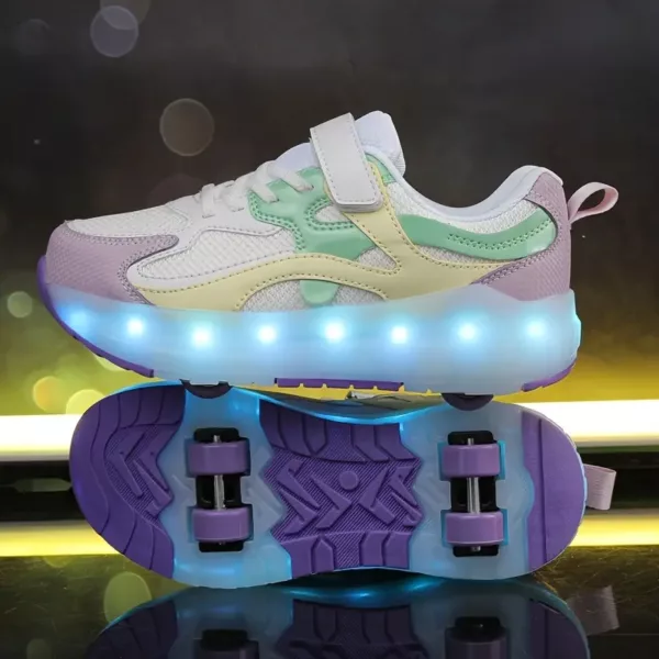 Chaussures à roulettes LED USB – baskets lumineuses rechargeables unisexe