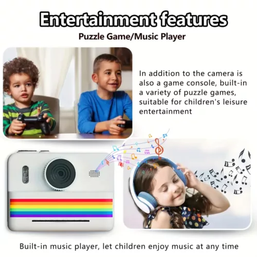 Appareil photo instantané pour enfants – imprimante intégrée et écran LCD