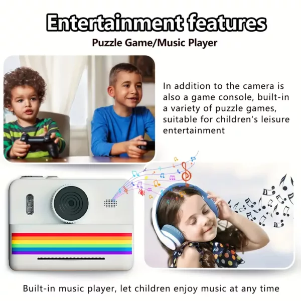Appareil photo instantané pour enfants – imprimante intégrée et écran LCD