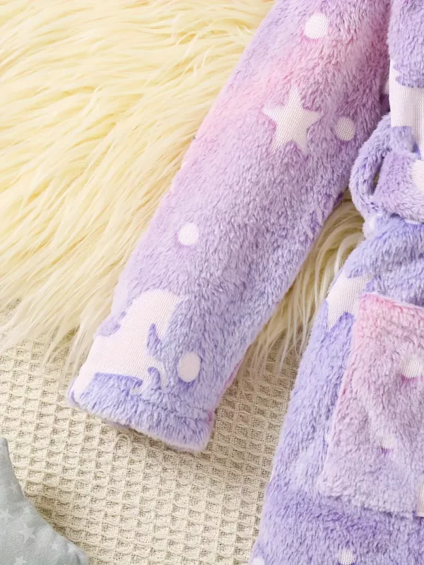 Robe de chambre enfant en flanelle douce avec capuche – effet phosphorescent
