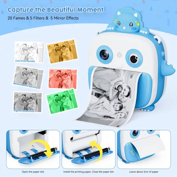 Appareil photo instantané enfant 1080P avec impression et carte 32 Go – Jouet ludique