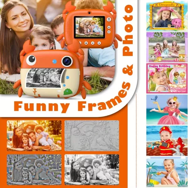 Appareil photo instantané enfants avec impression – numérique HD 12MP 1080P