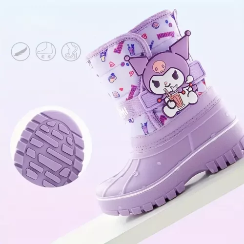 Bottes de pluie fille fourrées imperméables – hiver chaud et antidérapantes