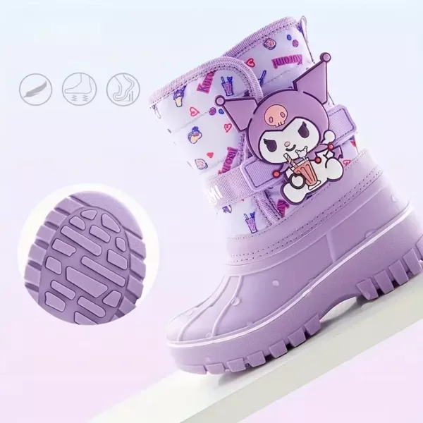 Bottes de pluie fille fourrées imperméables – hiver chaud et antidérapantes