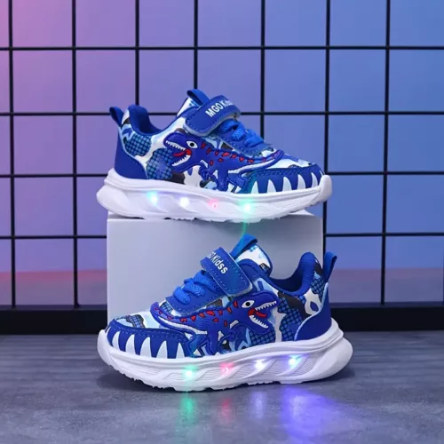 Baskets enfants dinosaure avec lumières LED – chaussures sport fun et lumineuses
