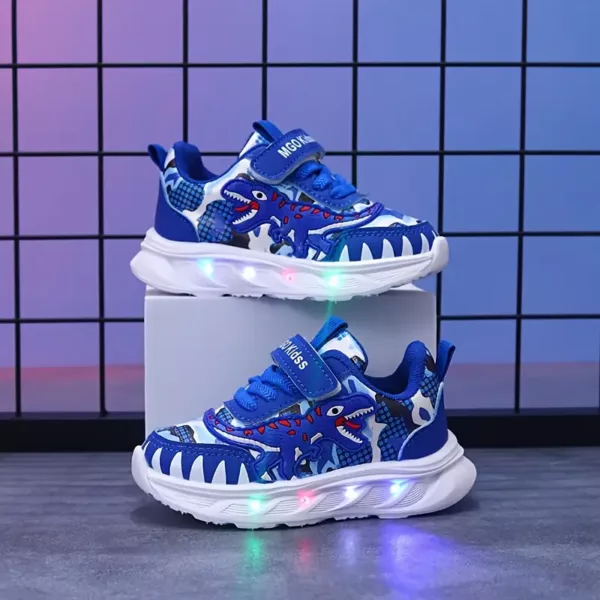 Baskets enfants dinosaure avec lumières LED – chaussures sport fun et lumineuses