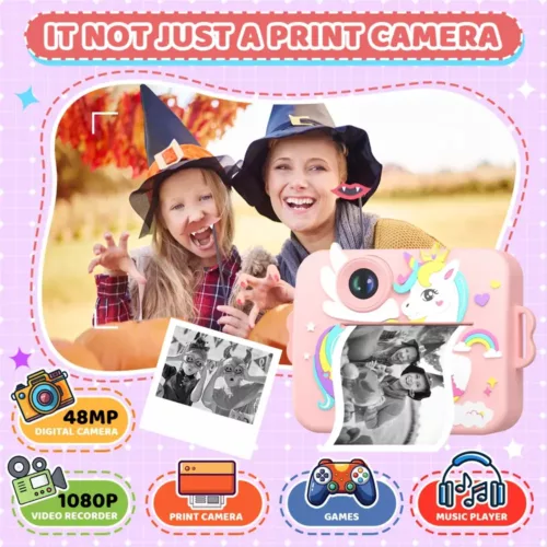 Appareil photo instantané enfant 48MP – Vidéo HD, zoom 8x, design licorne amusant