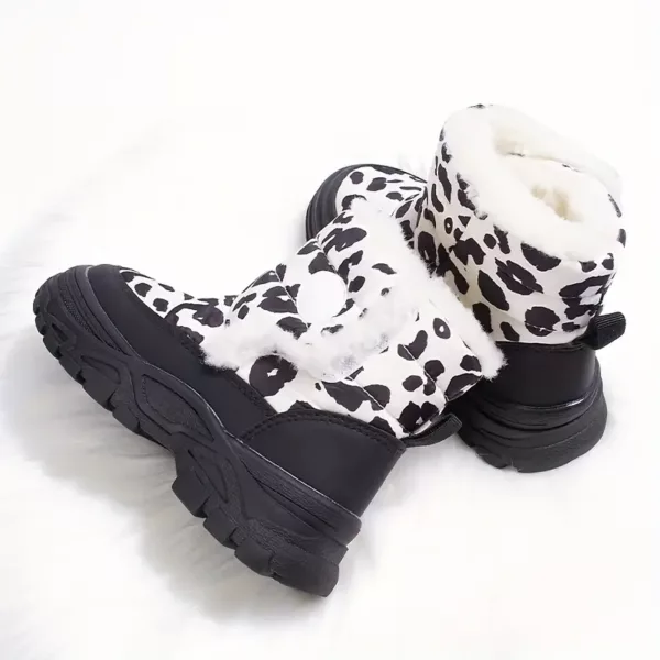 Bottes de neige fille en peluche chaude – motif léopard dessin animé hiver